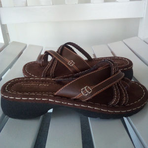 Comfort Plus Brown Leather Sandals Women's Sz 7.5W